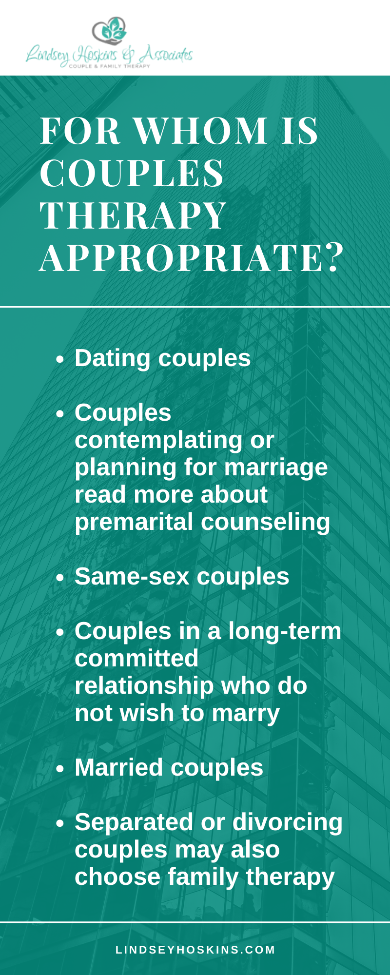 For Whom Is Couples Therapy Appropriate Infographic