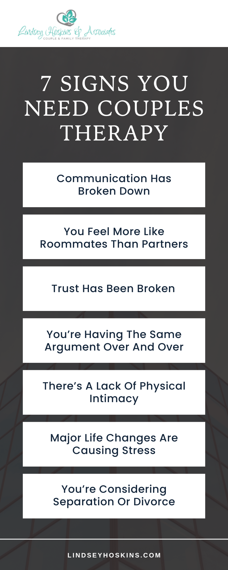 7 Signs You Need Couples Therapy infographic